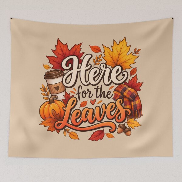 Item preview, Here for the Leaves – Cozy Autumn Coffee & Fall Vibes designed and sold by blankTeeShirt.