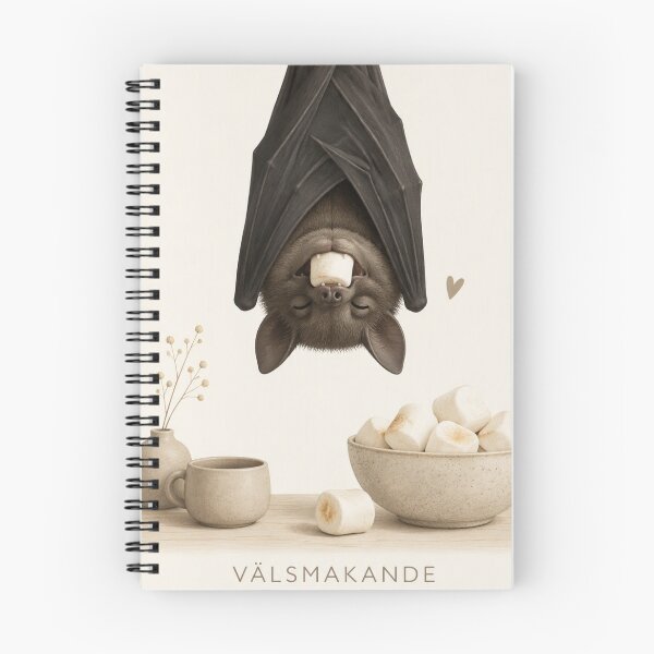 Item preview, Hygge Bat & Marshmallow "DELICIOUS" Portrait designed and sold by NickWhittleArt.
