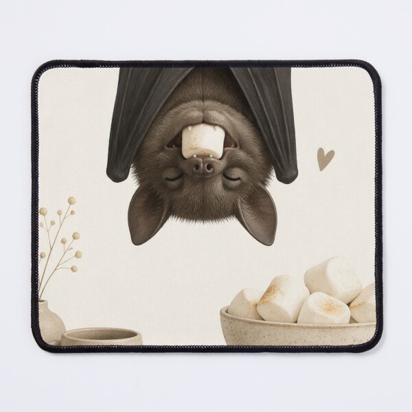 Item preview, Hygge Bat & Marshmallow "DELICIOUS" Portrait designed and sold by NickWhittleArt.