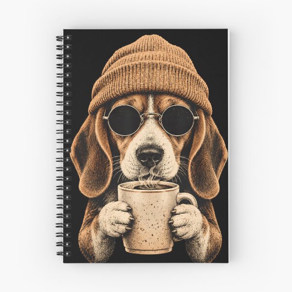 Item preview, Funny Retro Beagle Drinking Hot Coffee in Beanie and Sunglasses designed and sold by JerdbordinShop.