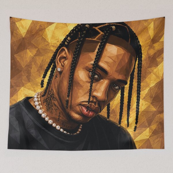 Aperçu de l'œuvre Travis Scott Cactus Jack Rapper Musique Art créée et vendue par LEGENDS ICONART GALLERY.