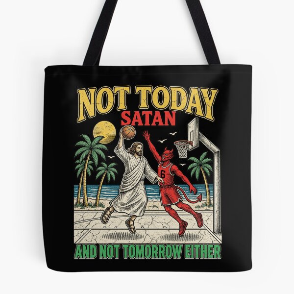 Item preview, Not Today Satan Jesus Playing Basketball Funny Christian Meme designed and sold by JapanAnimeSH1.