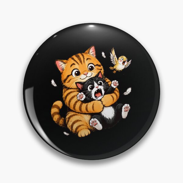 Item preview, Playful Cats Hugging with Bird and Feathers designed and sold by Dmo3HarkoArt.