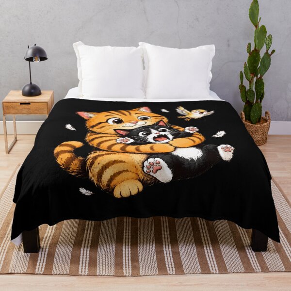 Item preview, Playful Cats Hugging with Bird and Feathers designed and sold by Dmo3HarkoArt.