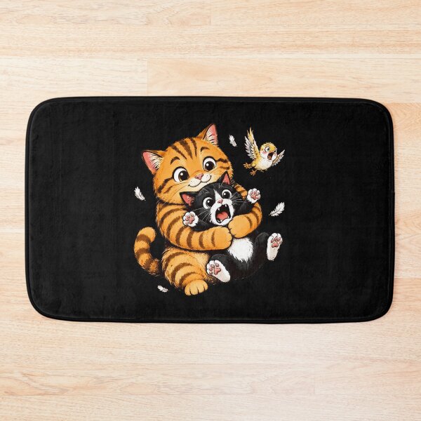 Item preview, Playful Cats Hugging with Bird and Feathers designed and sold by Dmo3HarkoArt.