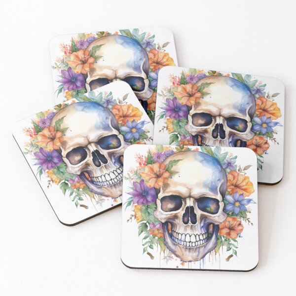 Item preview, Skull & Wildflowers Watercolor designed and sold by Becky-Poppins.