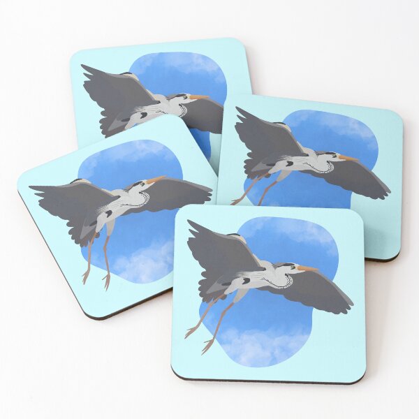 Item preview, Illustration of a Grey Heron flying designed and sold by FandomizedRose.