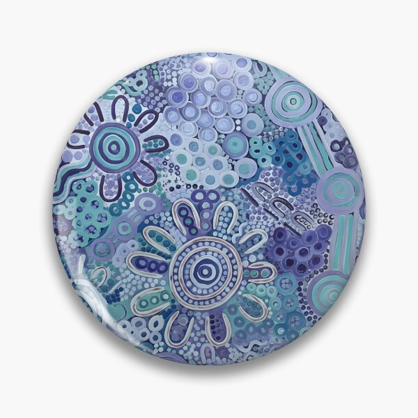 Item preview, Aboriginal Inspired Dot Art - Floral Sapphire Aquamarine Teal designed and sold by GrinGalore.