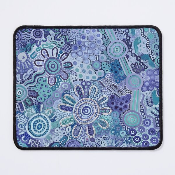 Item preview, Aboriginal Inspired Dot Art - Floral Sapphire Aquamarine Teal designed and sold by GrinGalore.
