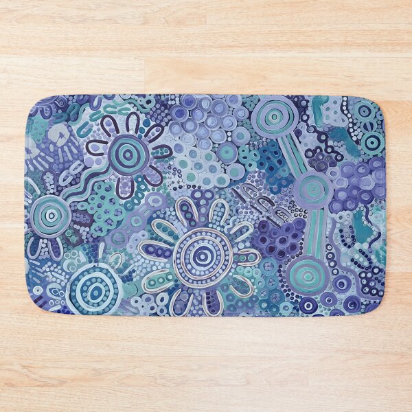 Item preview, Aboriginal Inspired Dot Art - Floral Sapphire Aquamarine Teal designed and sold by GrinGalore.