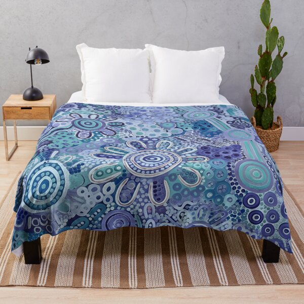 Item preview, Aboriginal Inspired Dot Art - Floral Sapphire Aquamarine Teal designed and sold by GrinGalore.