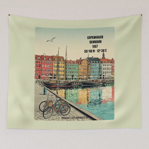 Item preview, Copenhagen Denmark Retro Comic City Portrait No. 01 designed and sold by Malaryk.