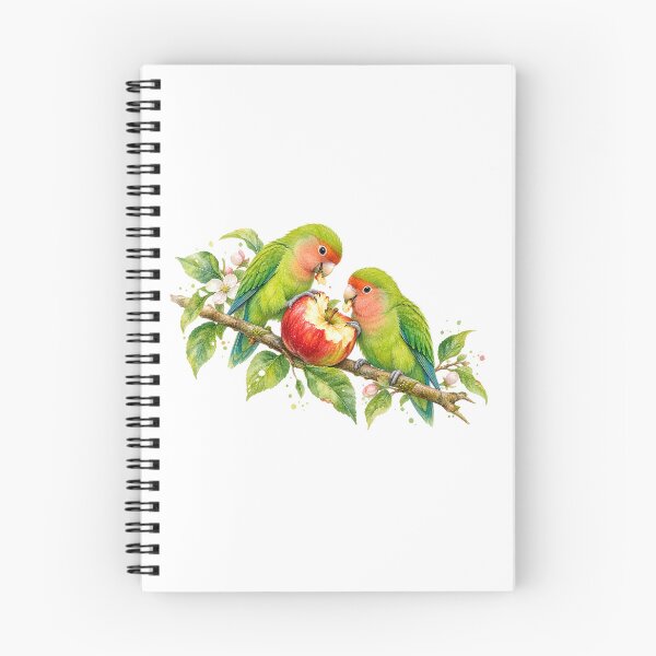 Item preview, A pair of lovebirds eating an apple designed and sold by JardinAquarel.