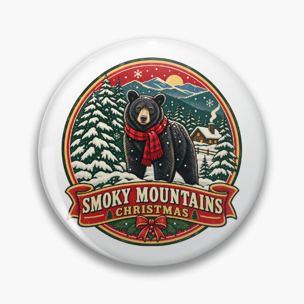Item preview, Smoky Mountains Christmas Shirt – Black Bear Retro Snowy Forest Badge designed and sold by Globalcitytees.