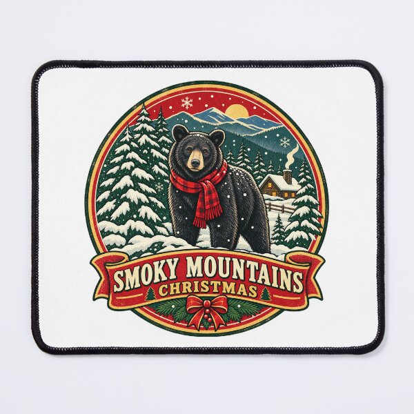 Item preview, Smoky Mountains Christmas Shirt – Black Bear Retro Snowy Forest Badge designed and sold by Globalcitytees.