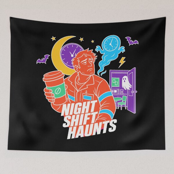 Item preview, Halloween Night Shift Worker Coffee Ghost Clock | Night Shift Haunts designed and sold by Uglyandcute.
