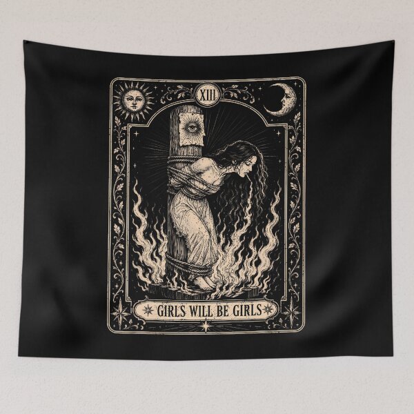 Item preview, Girls Will Be Girls Funny Witch Cigarette Tarot Card Graphic  designed and sold by Krwasatoune.