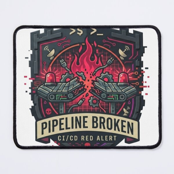 Aperçu de l'œuvre Pipeline cassé CI/CD Alerte rouge Échec de la compilation Badge DevOps SRE créée et vendue par TechNexusPrints.