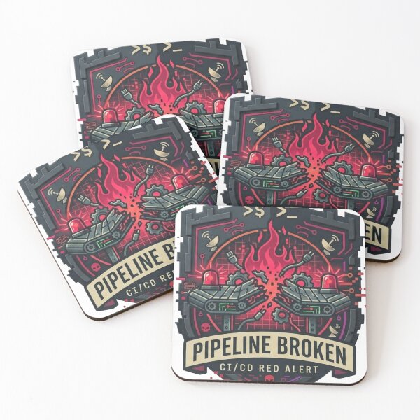 Item preview, Pipeline Broken CI CD Red Alert Build Failed DevOps SRE Badge designed and sold by TechNexusPrints.