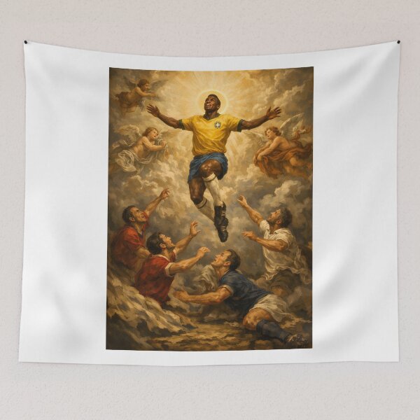 Item preview, Pelé – The Divine Ascension | Baroque Football Legend Art designed and sold by WhisperFrame.