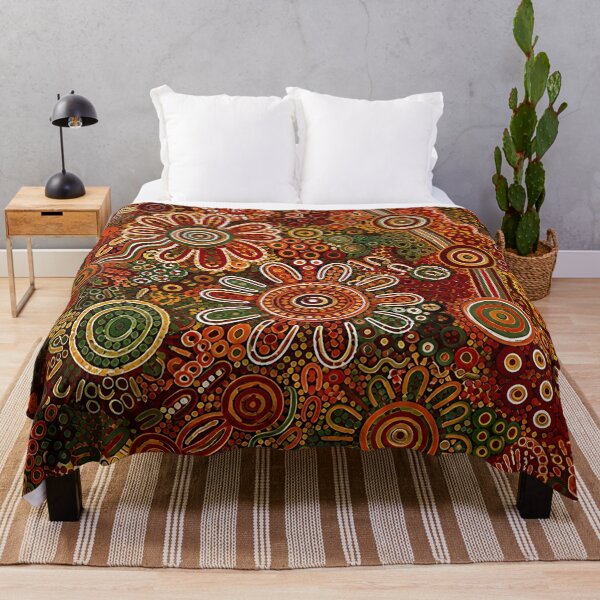 Item preview, Aboriginal Inspired Dot Art - Botanical Floral Terracotta Red Ochre designed and sold by GrinGalore.
