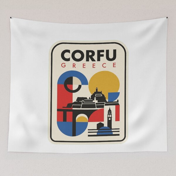 Item preview, Retro Corfu Bauhaus Geometric Skyline designed and sold by k3rstman1.