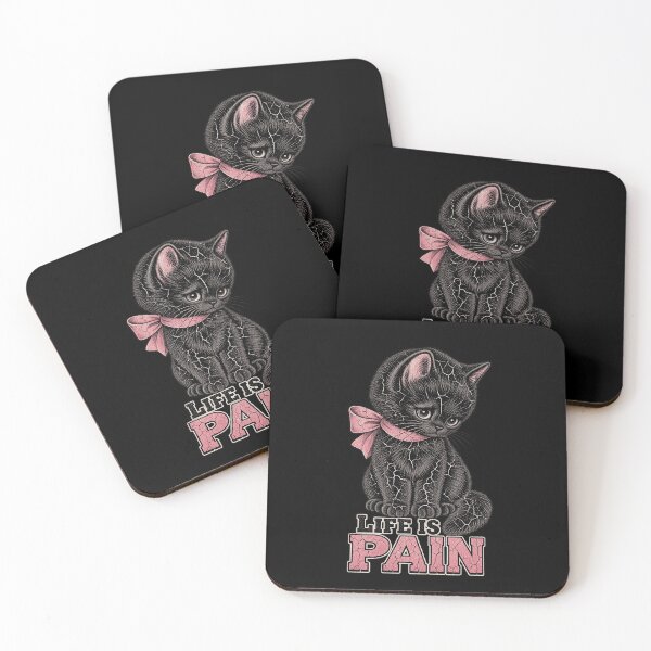Item preview, Life Is Pain Emo Cat Cute Goth Aesthetic Funny Animal Quote designed and sold by DevilMayCrySh.