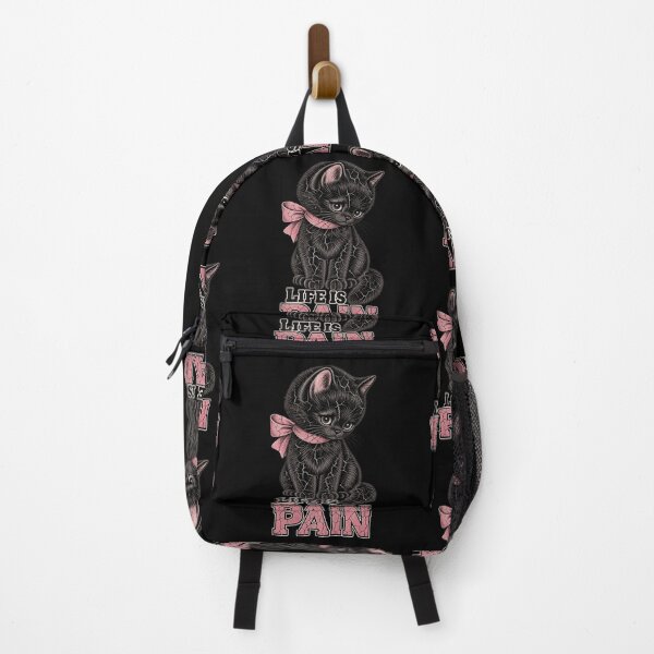 Item preview, Life Is Pain Emo Cat Cute Goth Aesthetic Funny Animal Quote designed and sold by DevilMayCrySh.