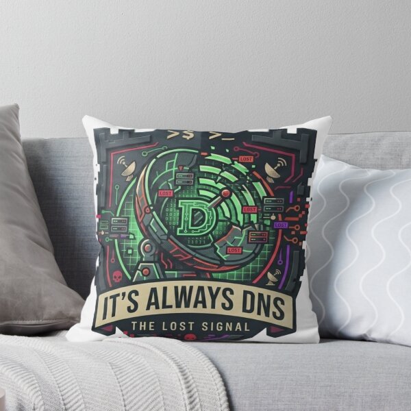 Item preview, It's Always DNS The Lost Signal Network Sysadmin DevOps Badge designed and sold by TechNexusPrints.