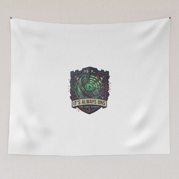 Item preview, It's Always DNS The Lost Signal Network Sysadmin DevOps Badge designed and sold by TechNexusPrints.