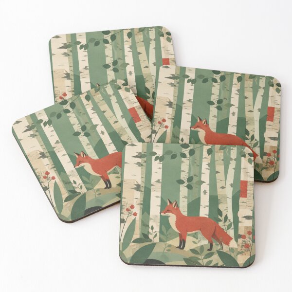 Item preview, Scandinavian Red Fox In The Birches Forest Green Canopy designed and sold by GrinGalore.