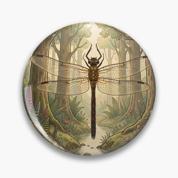 Item preview, Vintage art nouveau dragonfly woodland forest botanical garden forest  designed and sold by druidwolfart.