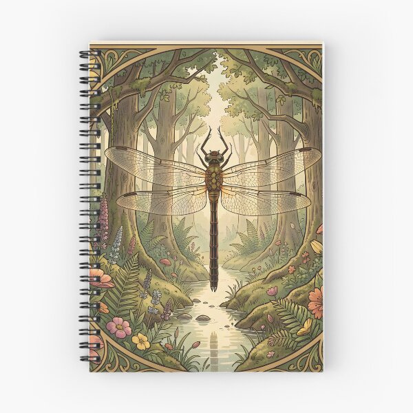 Item preview, Vintage art nouveau dragonfly woodland forest botanical garden forest  designed and sold by druidwolfart.