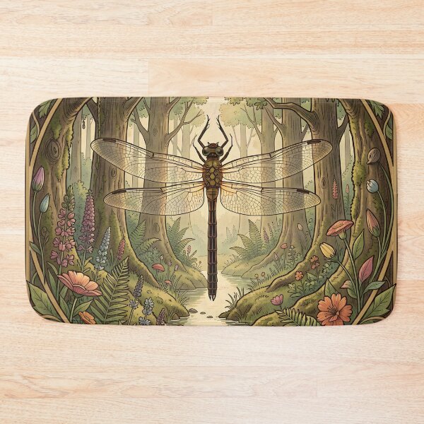 Item preview, Vintage art nouveau dragonfly woodland forest botanical garden forest  designed and sold by druidwolfart.