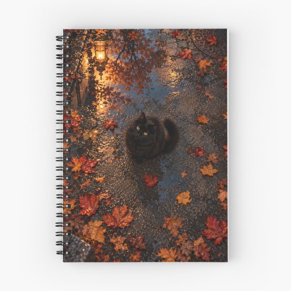 Item preview, Black Cat on a Rainy Autumn Night designed and sold by H-Tsvetkova.