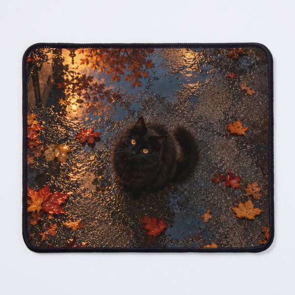 Item preview, Black Cat on a Rainy Autumn Night designed and sold by H-Tsvetkova.