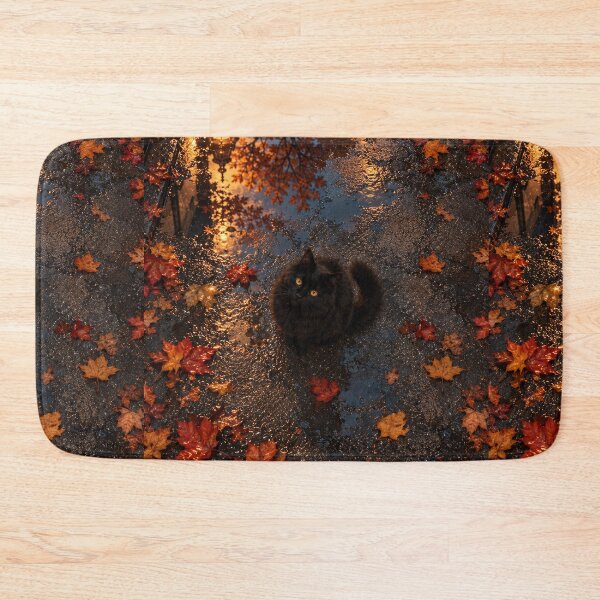 Item preview, Black Cat on a Rainy Autumn Night designed and sold by H-Tsvetkova.