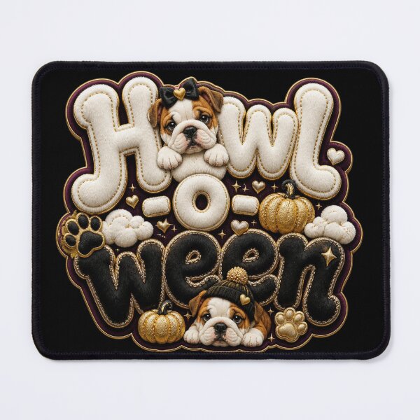Item preview, Howl-O-Ween Cozy Bulldog Halloween designed and sold by Chic Threads Shop.