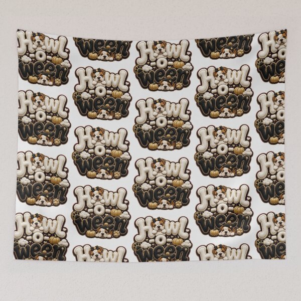 Item preview, Howl-O-Ween Cozy Bulldog Halloween designed and sold by Chic Threads Shop.
