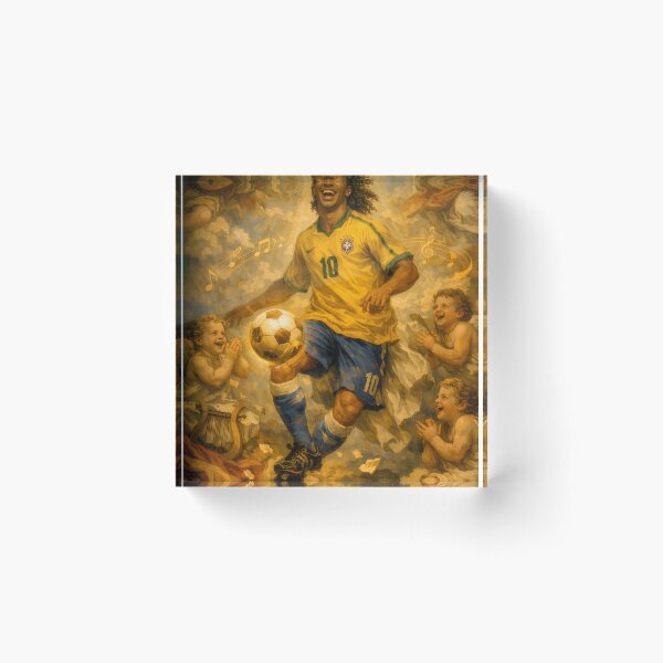 Item preview, Ronaldinho – The Eternal Smile | Baroque Football Legend Art designed and sold by WhisperFrame.