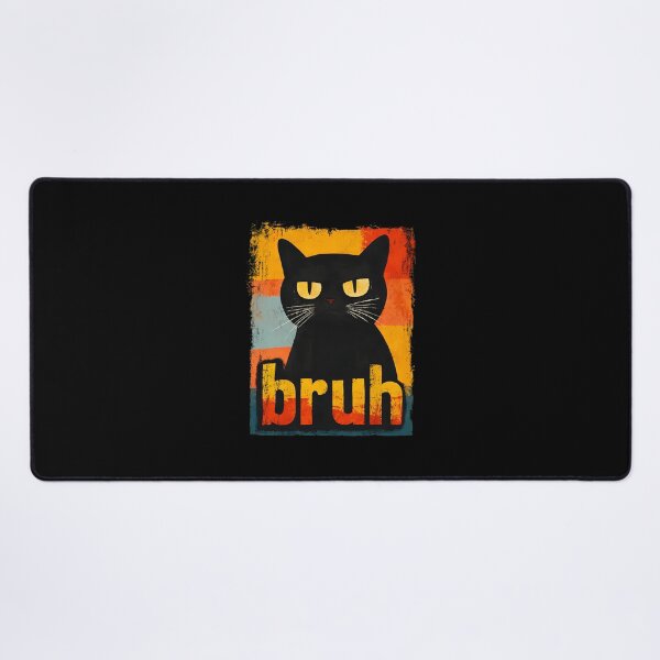 Item preview, Grumpy Black Cat Bruh Retro Stripes designed and sold by Dmo3HarkoArt.