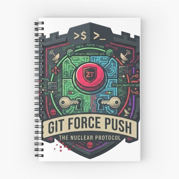 Item preview, Git Force Push The Nuclear Protocol DevOps Developer Merge Conflict Badge designed and sold by TechNexusPrints.