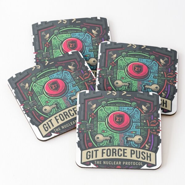 Item preview, Git Force Push The Nuclear Protocol DevOps Developer Merge Conflict Badge designed and sold by TechNexusPrints.