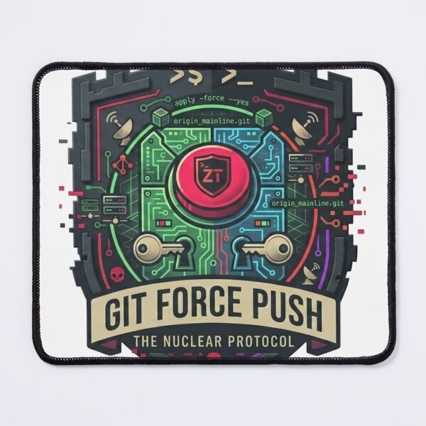 Item preview, Git Force Push The Nuclear Protocol DevOps Developer Merge Conflict Badge designed and sold by TechNexusPrints.