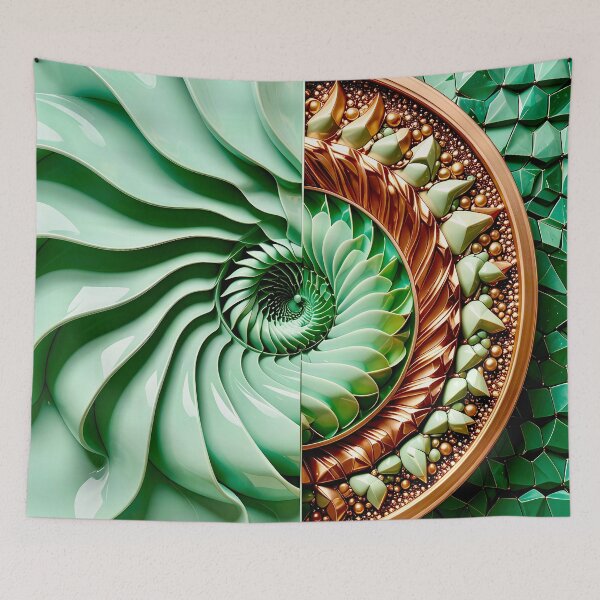 Item preview, Celadon Wave and Metallic Copper Vortex designed and sold by Vicky Brago-Mitchell®.
