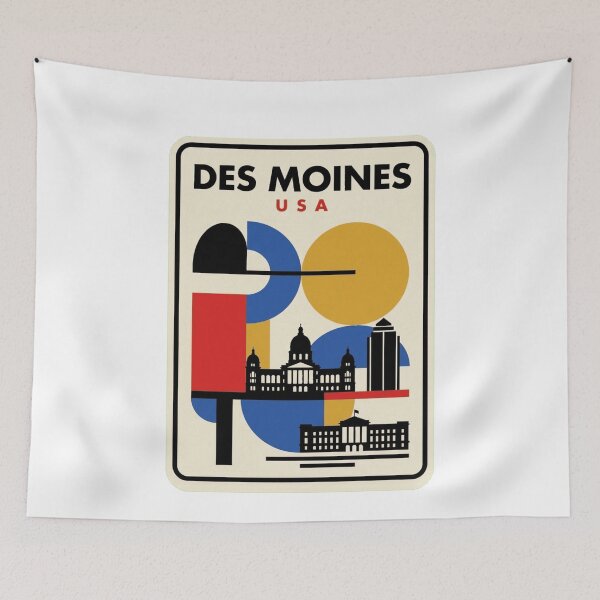 Item preview, Retro Des Moines Bauhaus Geometric Skyline designed and sold by k3rstman1.