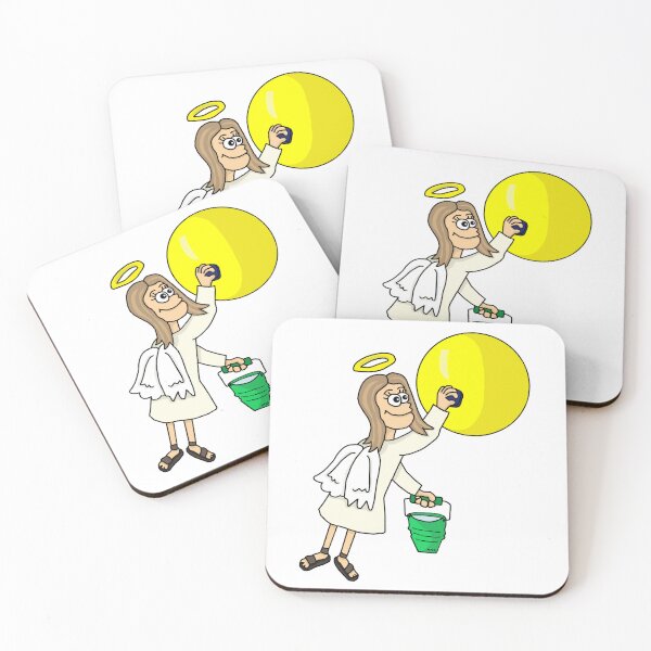 Item preview, Funny Angel Polishing Sun Sticker | Cosmic Housekeeping Meme designed and sold by MyxaART.