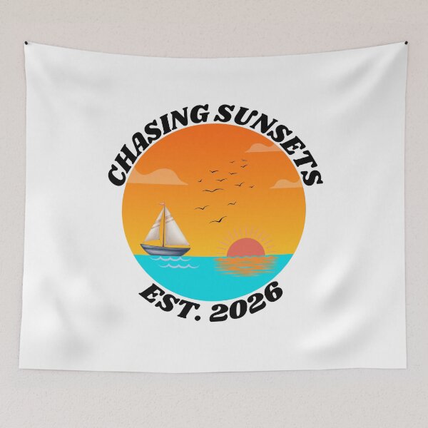 Item preview, Chasing Sunsets Est 2026 - Vintage Sailboat Ocean Graphic designed and sold by Frafri92.