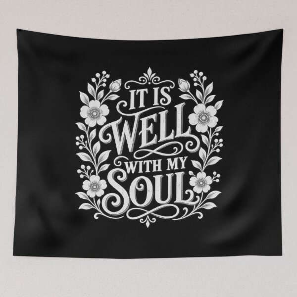 Item preview, It Is Well With My Soul Christian Faith Floral Typography Design designed and sold by JimJefferiesSh.