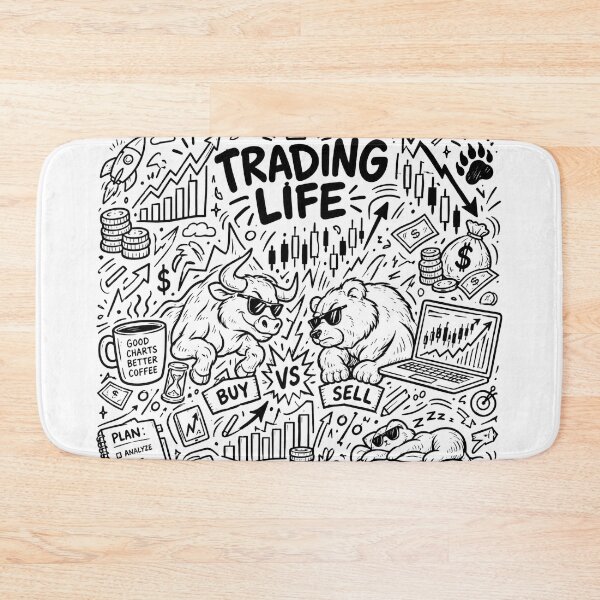 Item preview, Trading Life Stock Market Bull vs Bear Doodle Art designed and sold by BS Creations.